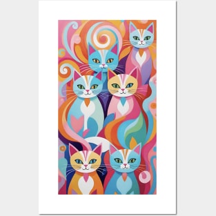 Abstract Cat Symphony: A Melody of Colors Posters and Art